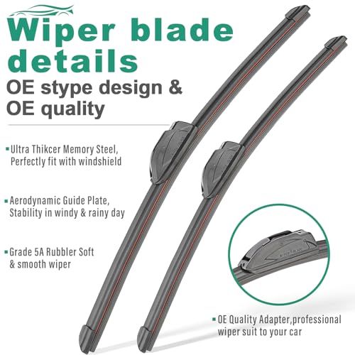 Image of 15 inch 15 inch 13 inch Windshield Wiper Blades Replacement for Jeep Wrangler 2007-2017 / Jeep Wrangler JK 2008-2018 Premium All Weather Front Rear Wipers Set - OEM Quality (Pack of 3)