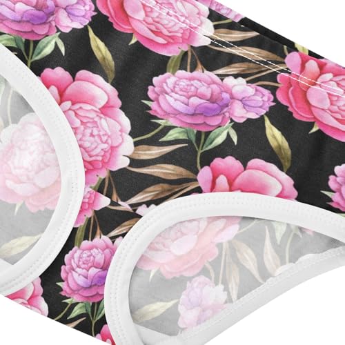 Joisal Cotton Toddlers Underwear Floral Vintage Pink Peonies Floral Purple Little Girl Panties Durable Kids Undies Briefs 2t4