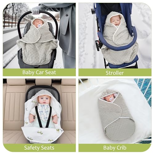 Car Seat Blankets for Babies Winter Quilted Warm Baby Swaddle Wrap Newborn Swaddle Blanket for Baby Boys Girls 0 to 3 Months (Zebra) - Image 8