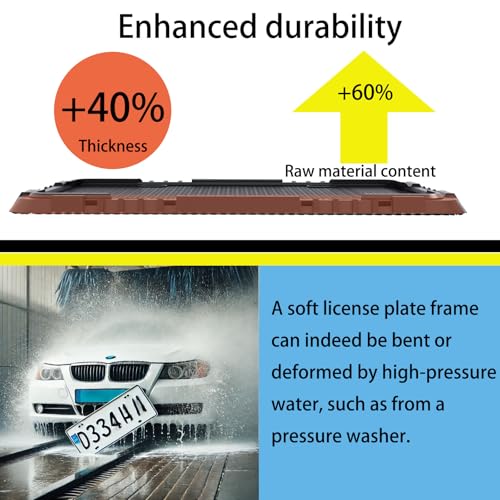 Crossarctic Black Silicone License Plate Frames, 2 Pack License Plate Holder Bracket Without Obstruction, Universal License Plate Cover | Rust-Proof, Anti-Rattle, Weather-Proof for US Car