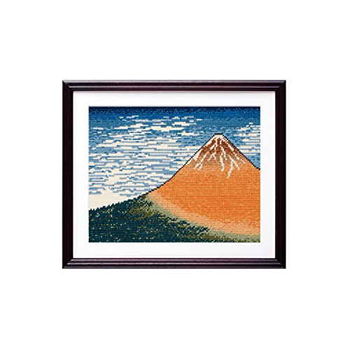 Kit Point de Croix Ukiyo-e Mont Fuji Rouge Olympus Thread Broderie