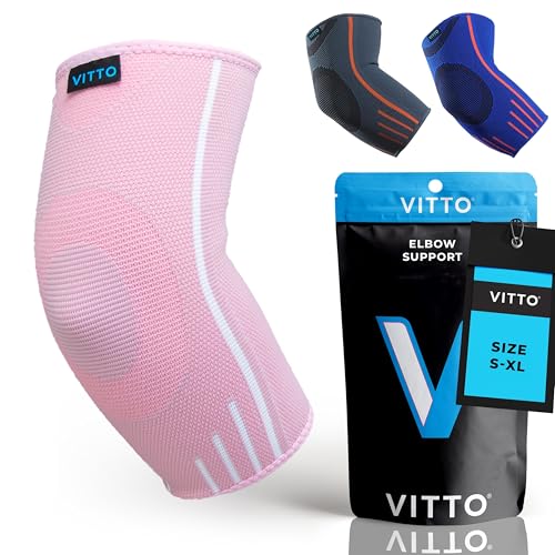 VITTO Elbow Support for Men & Women - Tennis Elbow Support Strap Pink L