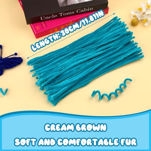 Image of Hssugi 100PCS Pipe Cleaners, Teal Green Chenille Stems Craft Supplies | Pipe Cleaners Craft Supplies, Pipe Cleaners Bulk Fuzzy Sticks for DIY Art and Craft Projects Home Decoration