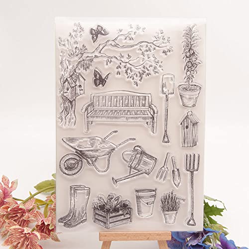 WooYangFun 1pc Garden Bench Tree Relax Clear Stamp for Card Making Decoration and Scrapbooking, Transparent, 15x21.5cm - Image 2