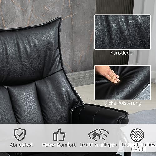 HOMCOM Relaxsessel mit Hocker, drehbarer Ruhesessel, TV-Sessel mit Liegefunktion, Fernsehsessel mit neigbarer Rückenlehne, für Wohnzimmer, Büro, Kunstleder, Stahl, Schwarz – Bild 6