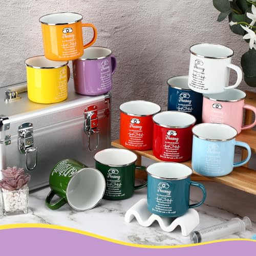 SiliFine 12 Pzs Juego de Tazas para Enfermeras 12 oz Esmaltado miniatura 4