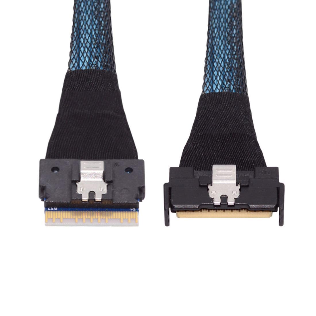 Câble d'extension PCI-E 5.0 Mini Cool Edge IO MCIO 74 broches vers SFF-8654 8i Slimline SAS 4.0 24 Gbps 50 cm
