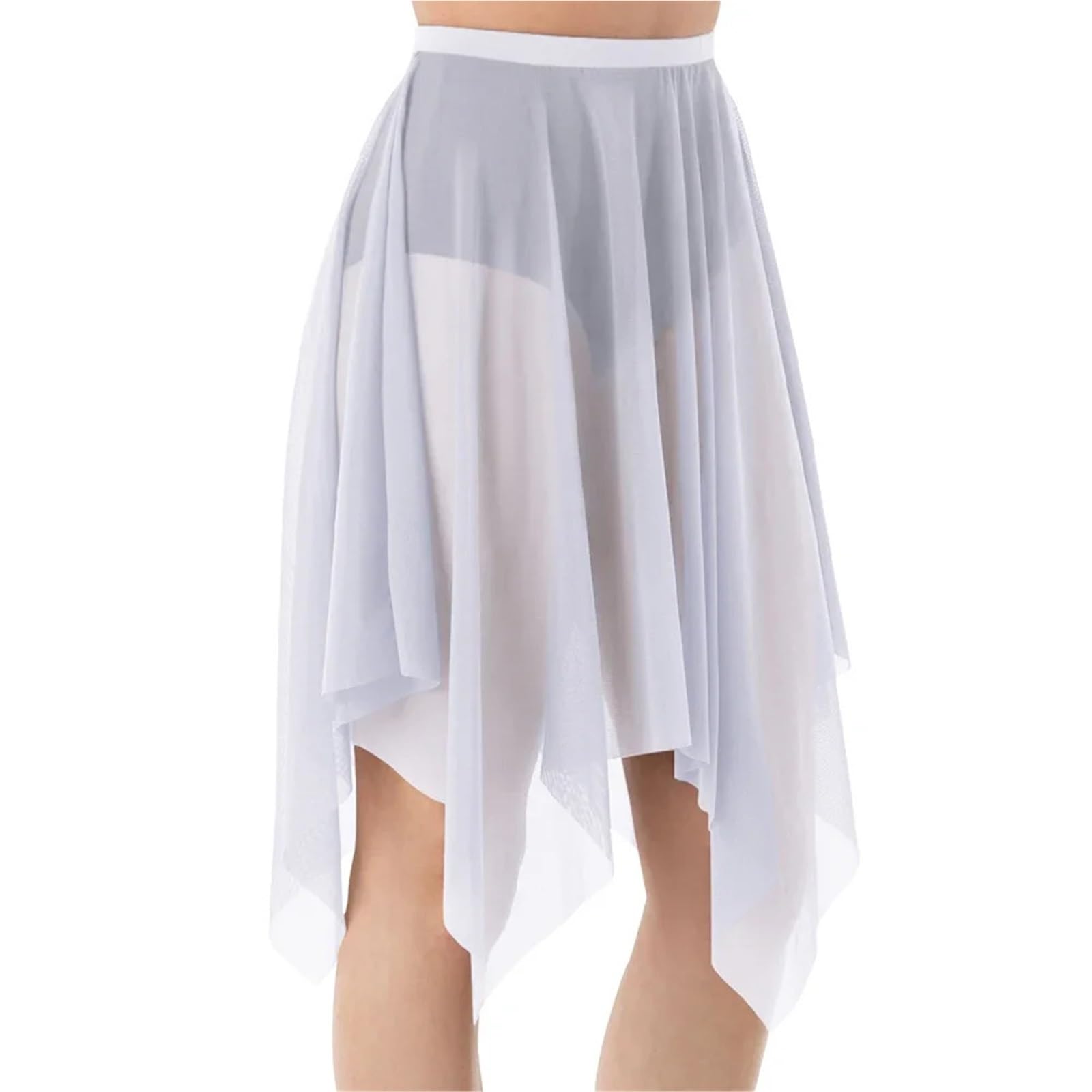 Falda de Baile Ballet Malla Dobladillo pañuelo for Mujer | Falda de danza lírica contemporánea con dobladillo de pañuelo for mujer, ropa de práctica for clase de Ballet(White,SA)