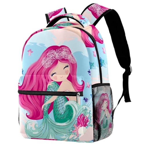 Sac de voyage décontracté sirène, grand sac à dos fille et garçon