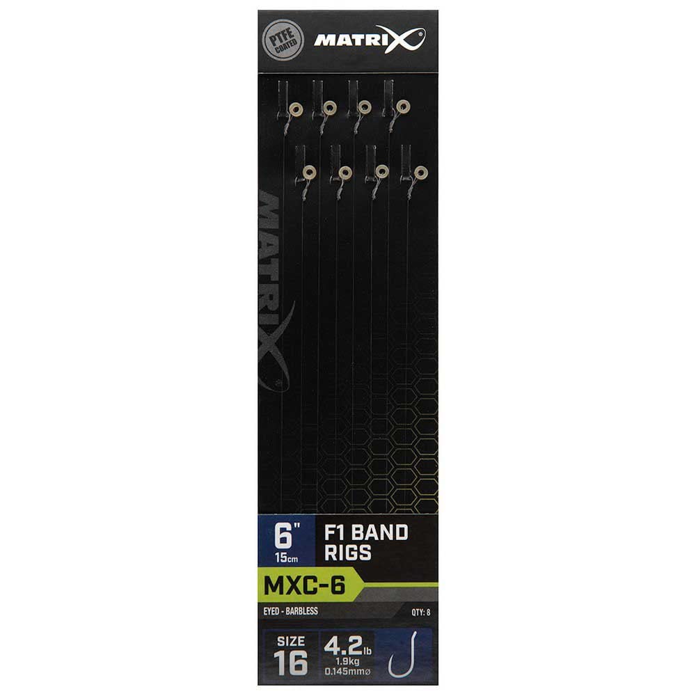 Matrix MXC-6 6" F1 Band Rigs Barbless 8pcs Fishing Terminal Tackle (Sz16-0.145mm)
