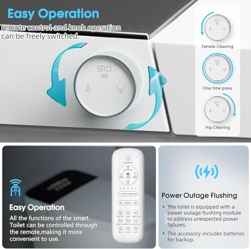 Image of Smart Toilet with Bidet Built In with Warm Water Sprayer and Dryer, Foot Sensor Operation,Heated Seat with LED Display for Bathroom,One Piece Bidet Toilet with Auto Dual Flush (WHITE L88 PRO MAX)