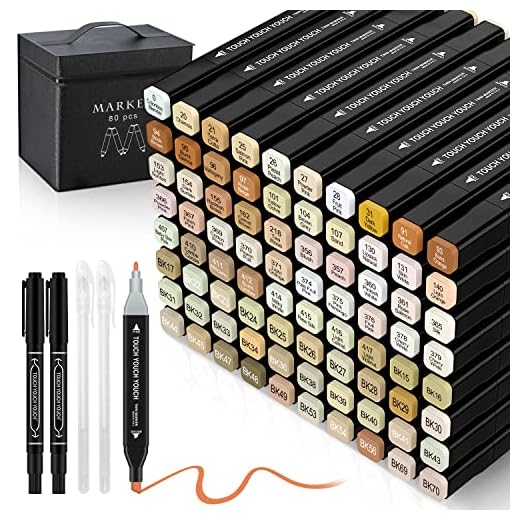 Markers Skin Tones, 80 Colors Copic Marker Pen Dual Tip Alcohol Sketch Markers Set for Kids Adults Artists Painting, Coloring