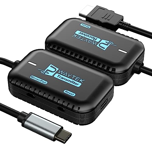 PWAYTEK Émetteur et récepteur HDMI sans fil de type C, kit d'extension HDMI sans fil portable 2,4 G/5 G pour le streaming vidéo et audio vers un ordinateur portable/téléphone/boîtier TV/projecteur