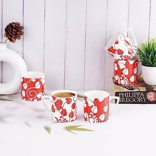 Image of Dandy Lines Puja Medium Red and White Leaves, Set of 6, 35025