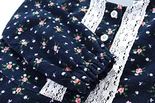Vestido de pana para niñas Mud Kingdom marrón de 4 años con estilo vintage floral 4