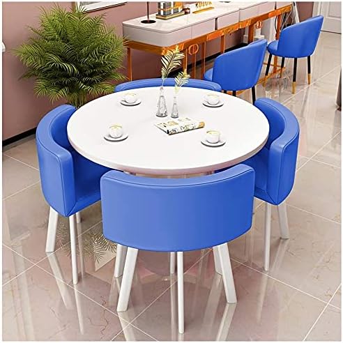 Juego de mesa de comedor de oficina y hotel de negocios, juego de mesa y silla de comedor para el hogar, 1 mesa y 4 sillas, silla de piel sintética,