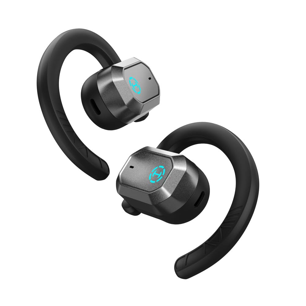 Edifier Hecate by AIR2 Open Ear Stereo Gaming Earbuds - Auriculares con micrófono Integrado con cancelación de Ruido y Efectos RGB, Color Negro