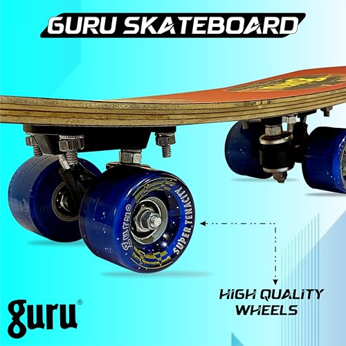 Image of GURU Skateboard, Wooden Non-Slip Skateboard for Kids, Adult, Casterboard /Skate Board /Hoverboard /Longboard for Beginners, Learners, Training Purpose for All Age Group