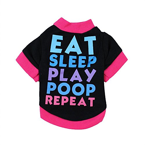 Hundebekleidung Rosennie T-Shirt aus Baumwolle Welpen-Kostüm für kleinen und Mittlere Hund Schwarz Kapuzenpullover T-Shirt Warme Pullover Hundemantel Ideale Schutz Winddicht Warm Outdoor Cover