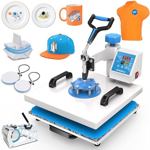Horgelu 5 in 1 Heat Press Machine 15x15 Inch Heat Transfer Machine 360-Degree Swing Away Multifunction Digital Sublimation Combo Heat Press for T Shirt Mug Hat Plate for Commercial Home 110V Cover