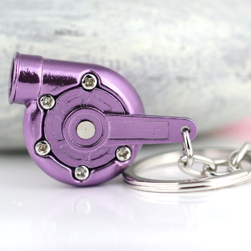 Image of maycom Creative Spinning New Turbo Turbocharger Keychain Key Chain Ring Keyring Keyfob (Anodized Purple)