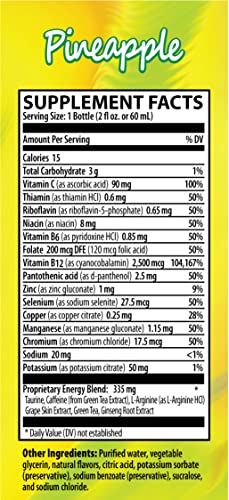 Zipfizz 2Oz Energy Shot - Pineapple Flavor | Hydrating Electrolyte Drinks W/Liquid B12, Caffeine, Ginseng, And Vitamins | Low Carb, Gluten Free, Sugar Free Energy Drink (6 Pack) #TOP1