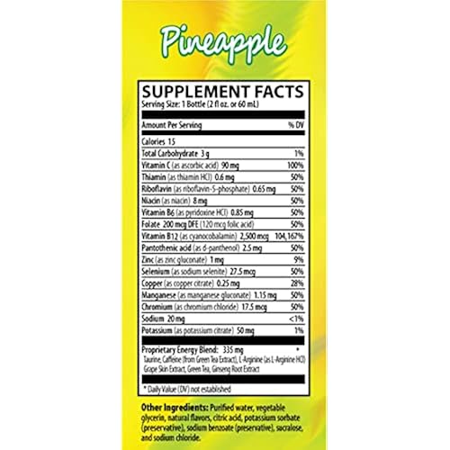 Zipfizz 2oz Energy Shot Pineapple Flavor Hydrating