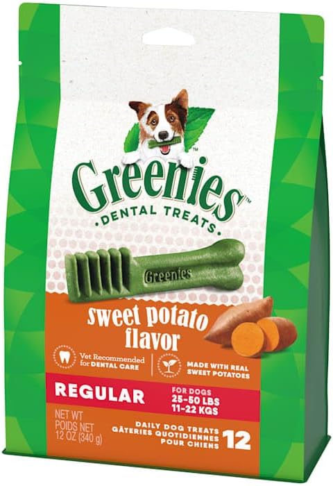 Greenies Natural Sweet Potato Flavor Dental Dog Treats 12 oz. Count of 12 Regular