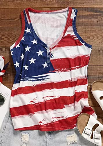 American Flag Tank Tops Women Usa Stars Stripes Patriotic T Shirt Summer Casual Sleeveless Vest Tees(Medium,Red) #TOP1
