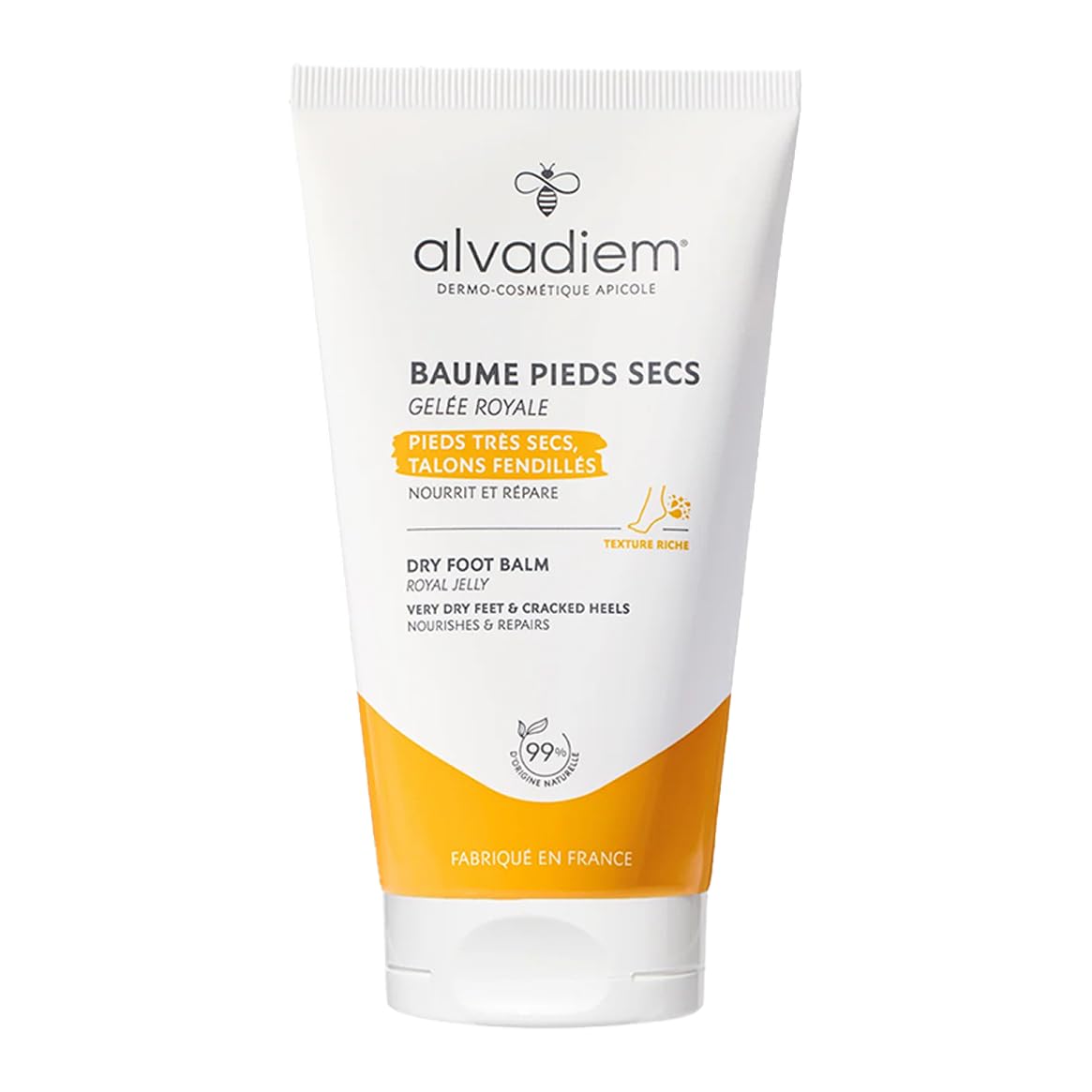 ALVADIEM Balm for Dry Feet 150 ml with Royal Jelly – Nourishing & Repairing Care for Very Dry Feet, Cracks & Damaged Heels – Recommended by Podiatrists – Made in France