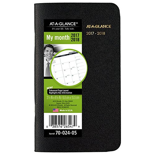AT-A-GLANCE Monthly Planner / Appointment Book 2017 - 2018, Two-Year, 3-1/2 x 6-1/8