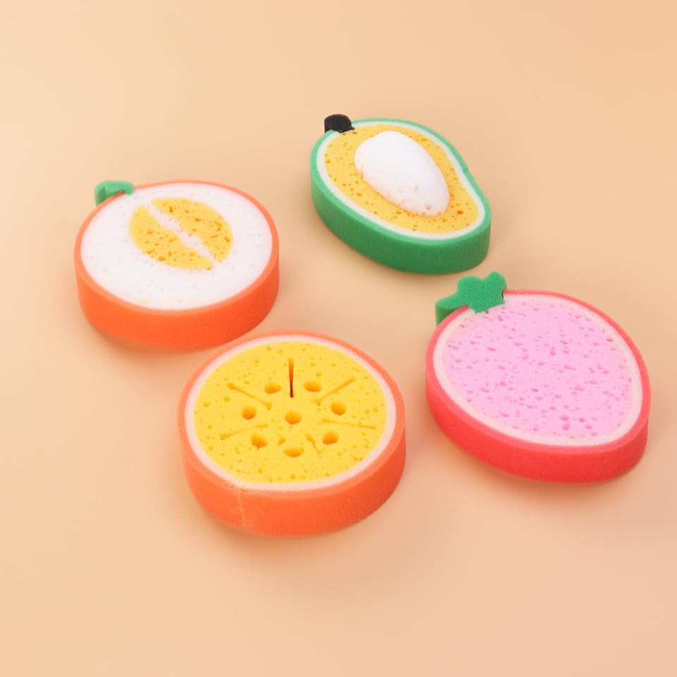 Esponja de baño niños con forma de fruta pack de 4 esponja ducha ecológica 6