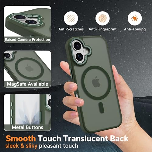 Image of Magnetic for iPhone 17 Phone Case, [Compatible with MagSafe], Screen Protector X1, [Military Grade Drop Protection],Matte Finish,Slim,Shockproof,Protective (Blackish Green, iPhone 17)