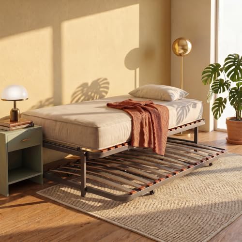 PIKOLIN | Pack Cama Nido Juvenil | 90x190 | 2 Somieres de Láminas Guardaespaldas | Altura 42 cm | Kit Inferior Plegable con Ruedas y Superior | Montaje y Retirada Usado Incluido