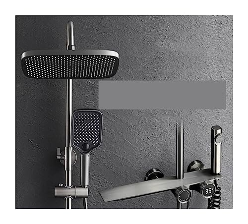 Panneau de douche en cuivre noble avec mitigeur cascade et technologie digitale intégrée