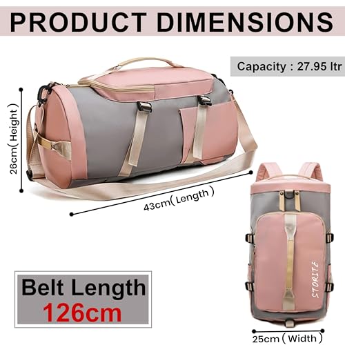 Storite Nylon 25Cm Small Imported Lightweight Waterproof Duffle Bag, Rucksack Travel Bag For Women With Separate Wet Pocket & Shoes Compartment, Backpack Carry Luggage Bag(43 x 25 x 26 CM) 2 51suHNlYFIL