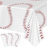 Oigco 3 PCS Baseball Tablecloth — Baseball Party Decorations — Sports Disposable Table Covers for Boys Sports Birthday Party, Team Game Day, Outdoor Picnic, 54 x 108 Inch
