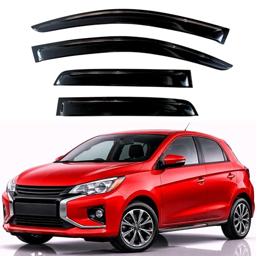 Image of KPY Rain Guards Fit for 2014-2024 Mitsubishi Mirage Hatchback, Out-Channel Window Visors Vent Wind Deflectors 4PC, Car Accessories for 14-24 Mirage Hatchback (Excludes Sedan)