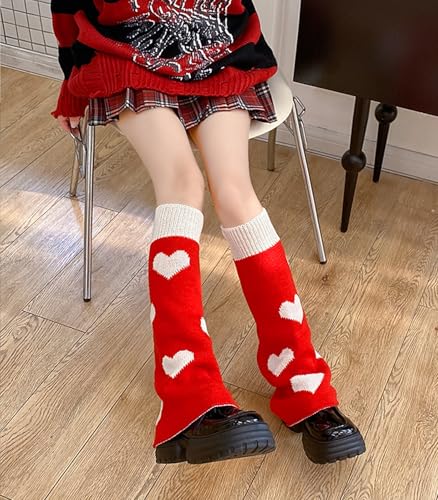 Image of WODECASA Girls Kawaii Leg Warmers Knitted Flared Leg Sleeves Goth Crochet Baggy Cuff Ankle Heap Socks