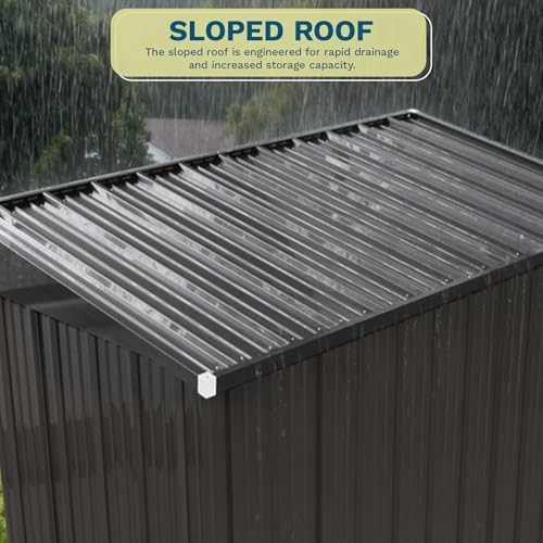 Patiowell 8x4 FT Outdoor Storage Shed, Metal Sheds with 3 Lockable Doors - Image 4