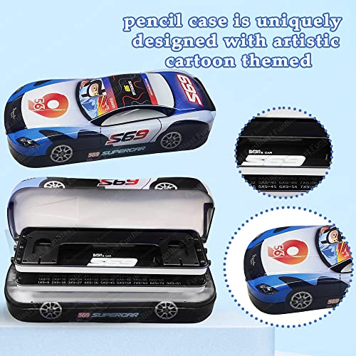 Image of FunBlast Metal Pencil Box - Car Shaped Pencil Case for Kids, Multi-Layer Pen and Pencil Box for School Kids, Stationery Organizer Box, Birthday Return Gift's (Random Color)
