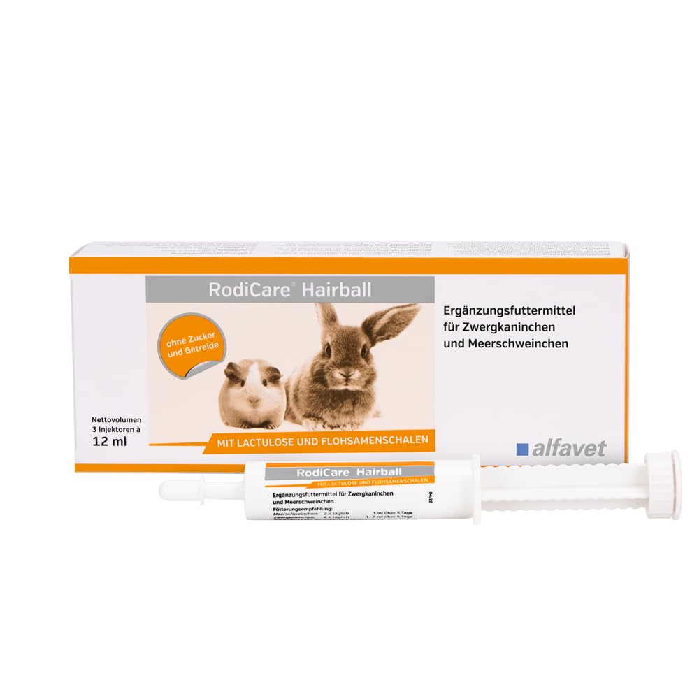 Alfavet RodiCare Hairball | 3er Pack | 3 × 3 × 12 ml | Ergänzungsfuttermittel für Nager | Mit Flohsamenschalen