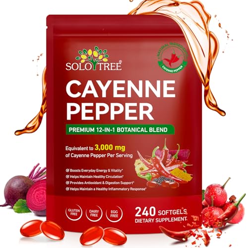 Cayenne Pepper Softgels Supplement with Turmeric Curcumin & Beet Root Hawthorn Extract 240 Capsules Serving with Vitamins D3 K2 & E Supports Heart Health Circulation & Leg Vein Wellness