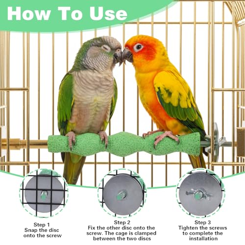 Image of 2pcs Bird Beak Grinding Stone, Parrot Stand Nail Trimming Stick Anti-Slip Parakeet Cage Accessories Platform Foot Claws Trimmer Chewing Parrot Toys for Parakeets Cockatiels Hamsters (Pink, Green)