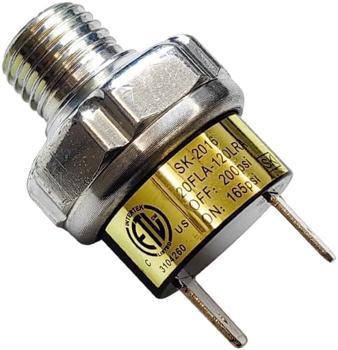 Air Pressure Switch 165-200 PSI Tank Mount Type Thread 1/4" NPT 12V 24V DC Air Compressor Pressure Switch for Air Train Horn 165-200 1/4 inch