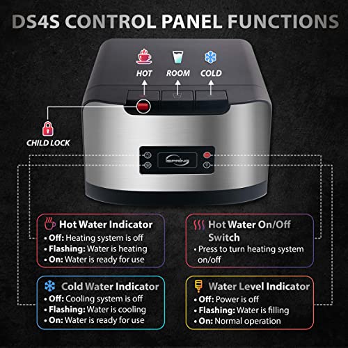 Ispring Ds4S Bottleless Water Dispenser, Self Cleaning, Hot, Cold, And Room Temperature Settings, Stainless Steel, Free-Standing Filtered Water Cooler Dispenser With Built-In 4-Stage Filtration System #TOP4