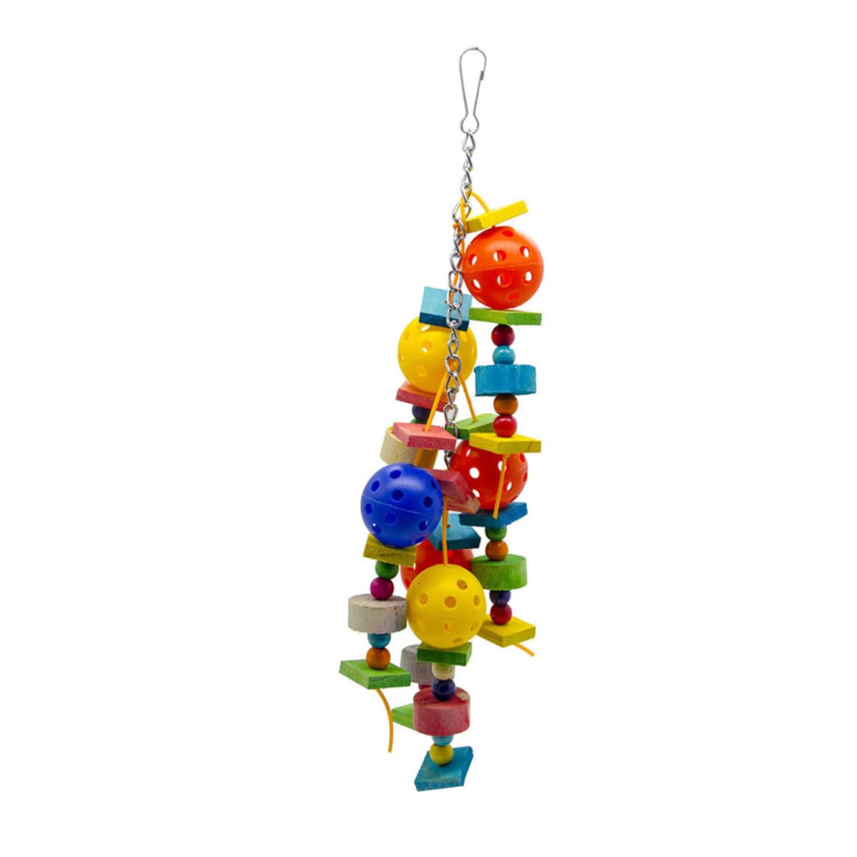 VANZACK 3pièces Jouet à Mordre pour Oiseau avec Blocs Bois Et Boules Creuses Accessoire Éducatif pour Perruches Et Perroquets Favorise Exercice Et Amusement