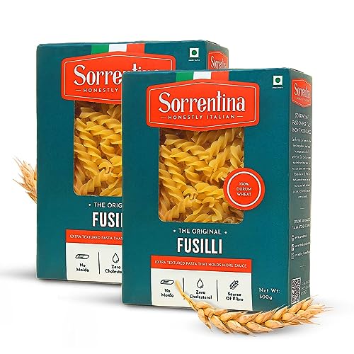 Sorrentina Fusilli Pasta 1kg 100% Durum Wheat | No Maida | Source Of Fibre | Cholesterol Free | Healthy, Vegetarian (500 Grams Each, Pack Of 2) For Rs. 238