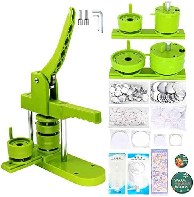 75+37MM Button Maker Multiple Sizes 3 + 1.45inch, JUCYAN Pin Maker Machine with 200pcs Button Making Supplies & 2pcs Cutter, Button Maker Machine for Kids, Button Press Badge Maker