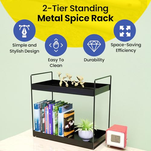 Image of WonderStand NOVA (Black) 2-Tier Countertop Multipurpose Organizer|Tiered Shelf Storage Rack, Counter Top Organiser Storage Shelf for Home Kitchen and Bathroom